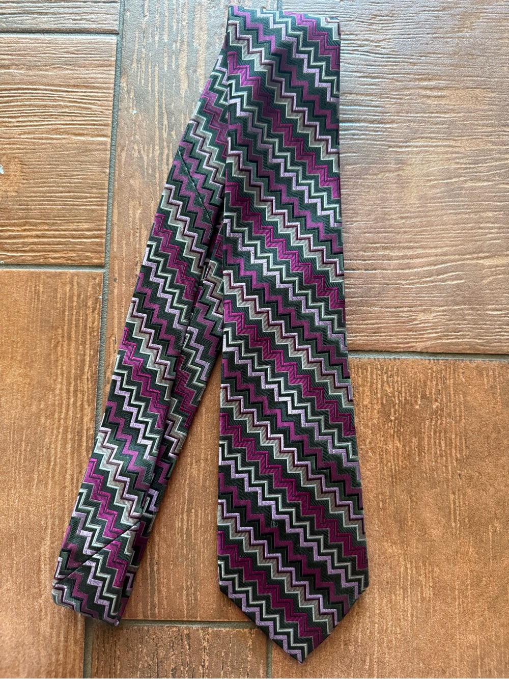 Missoni for Target Zig Zag Pattern Silk Tie in Purple and Gray